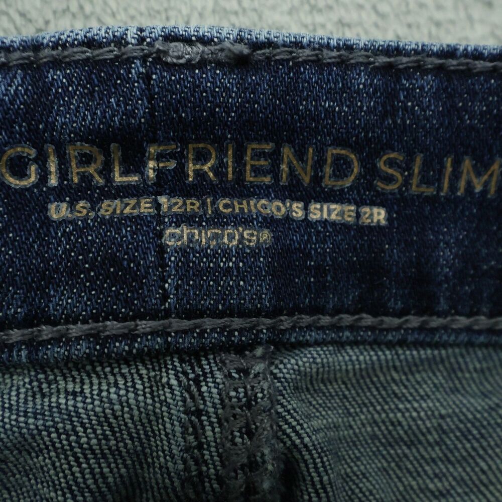 Chico's Jeans Women's 2R US-12 High-Rise Girlfriend Slim Leg Ankle 27" Inseam - Picture 9 of 16